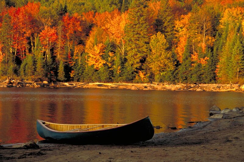 Canoe on Lake Shore — Orange