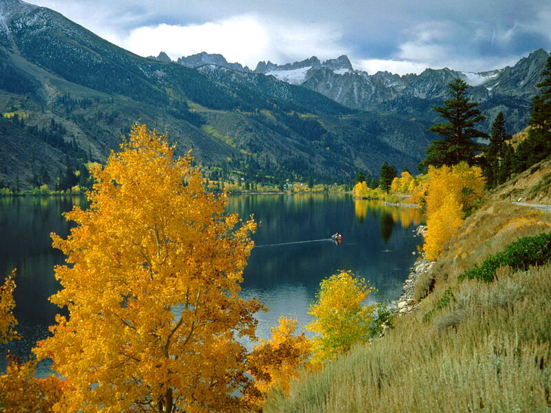 Canoe on Lake — Yellow