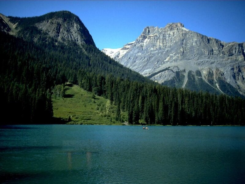 Canoe on Mountain Lake — Blue, Serene