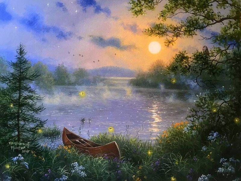 Canoe on Riverbank — Purple