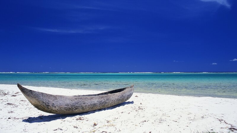 Canoe on tropical beach