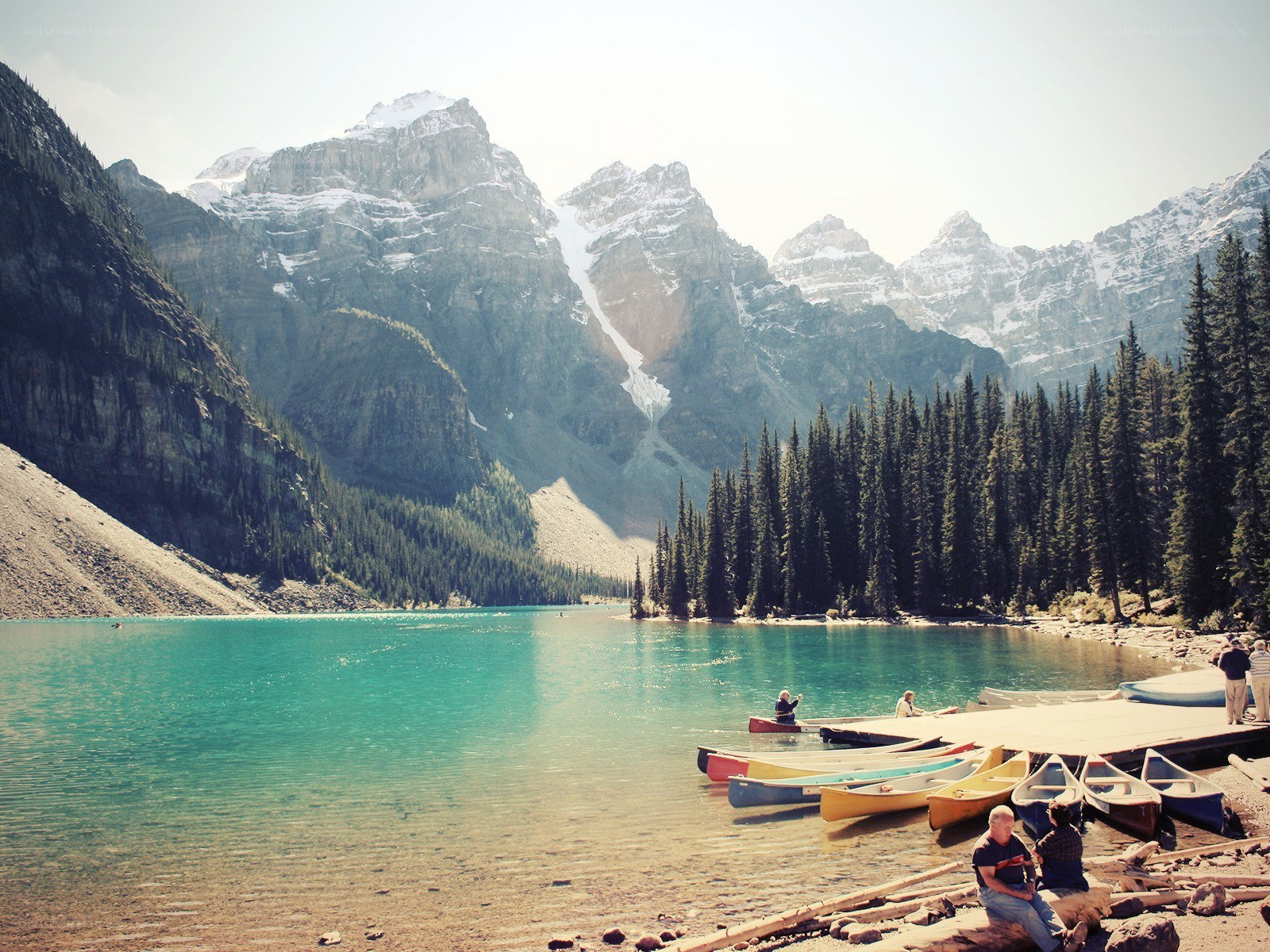 Canoeing at a mountain lake