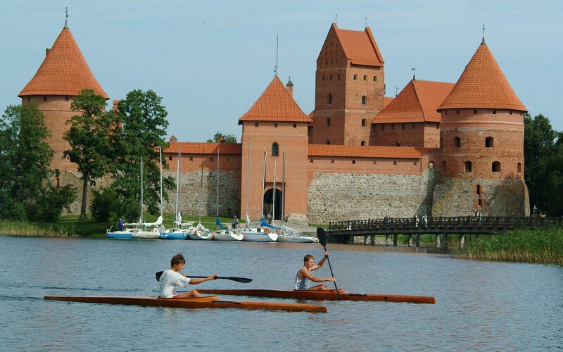 Canoeing near a historic castle