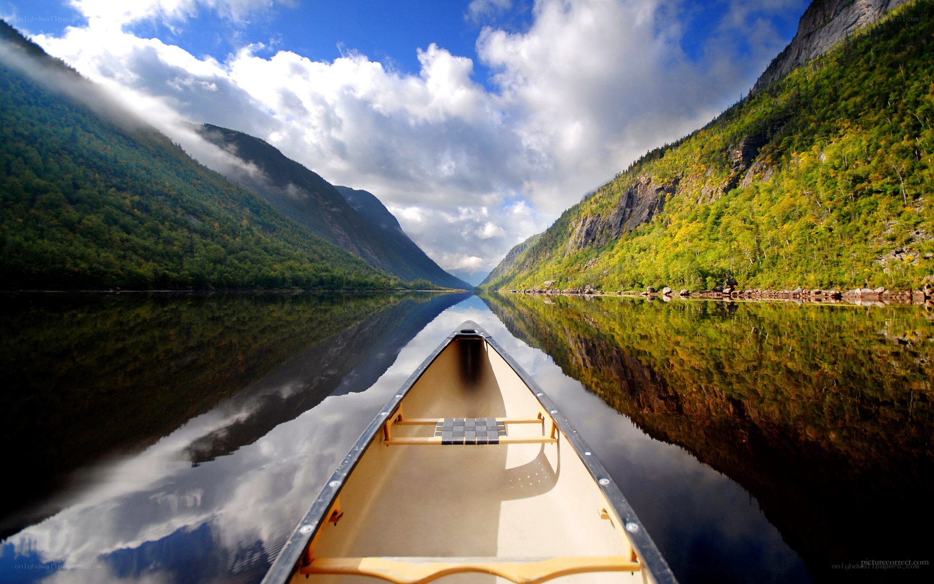 Canoeing through a mountain valley