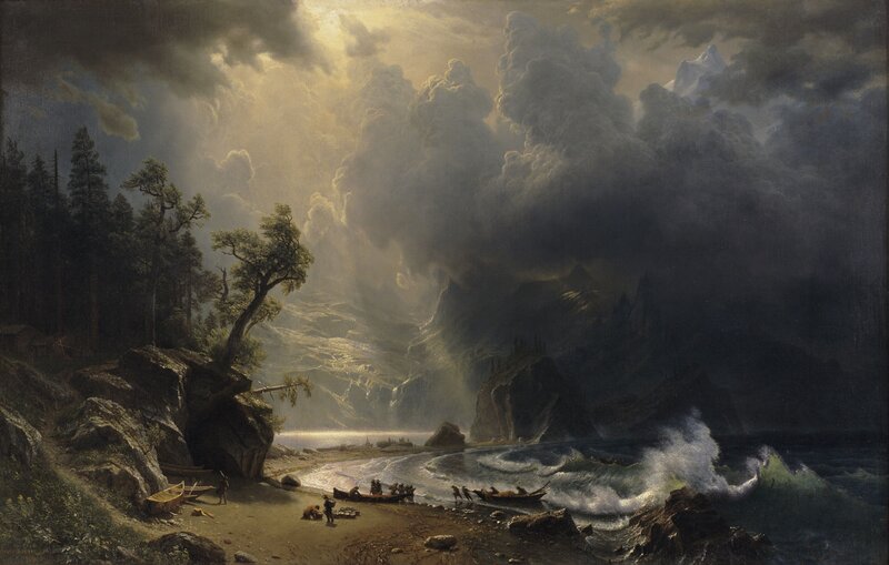 Canoeists on Rocky Shore