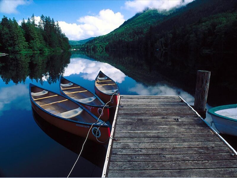 Canoes at a Lake Dock