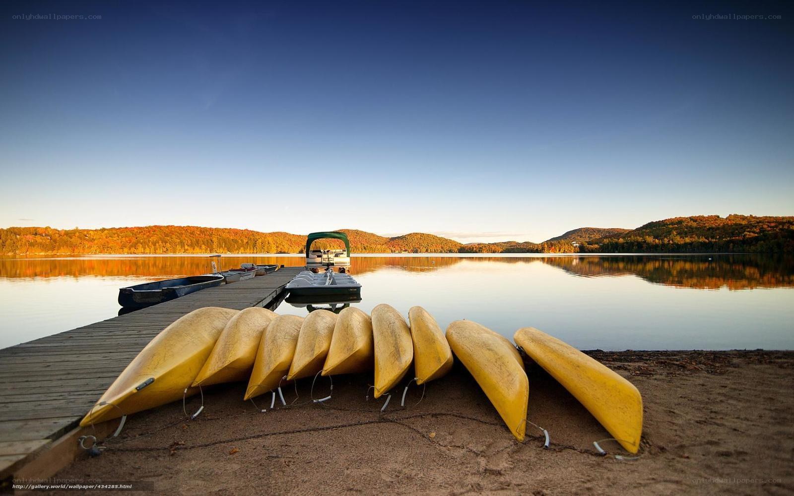 Canoes at a lakeside dock