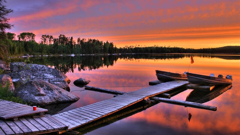 Canoes at Sunset