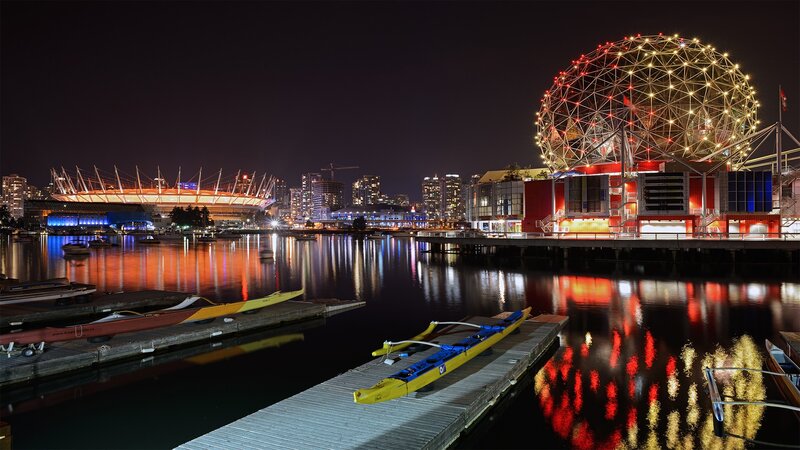 Canoes on a Dock — Black