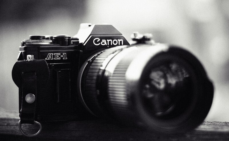 Canon AE-1 Camera — Black, Dramatic