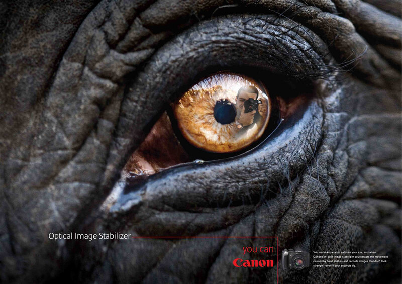 Canon camera ad with elephant eye