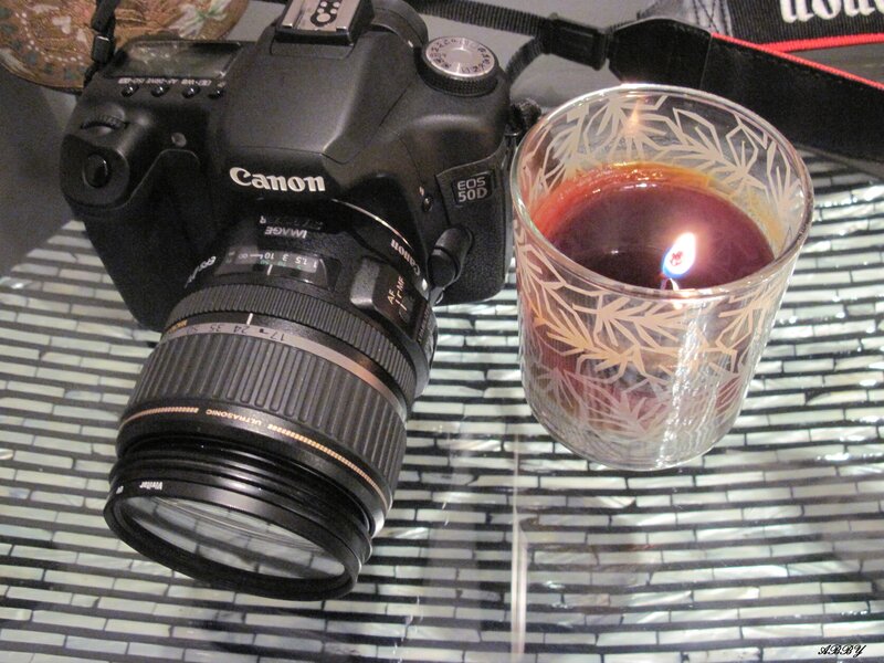 Canon Camera and Candle