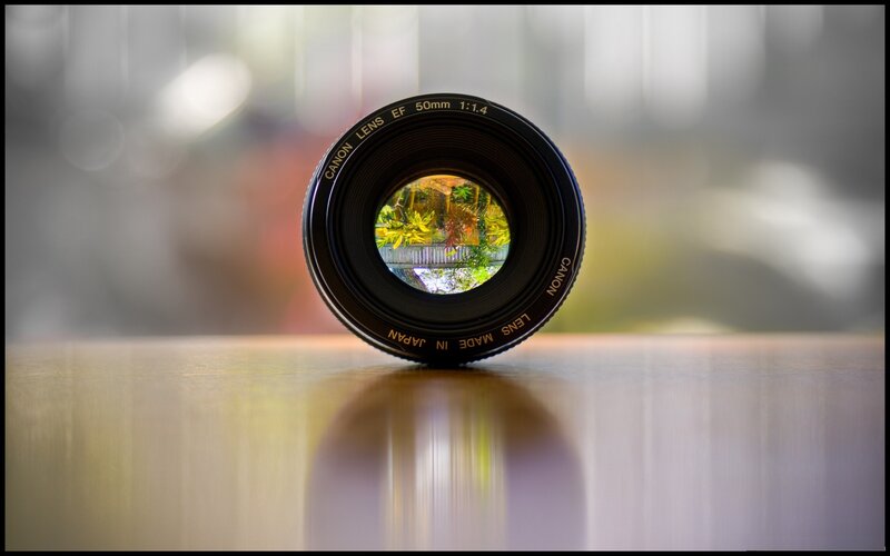 Canon Camera Lens — Black, Calm, Photograph, Reflection