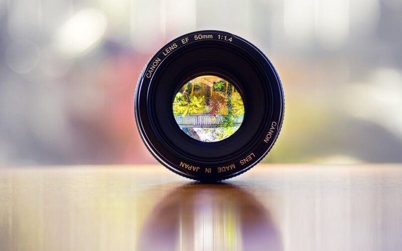 Canon Camera Lens — Black, Calm, Photograph