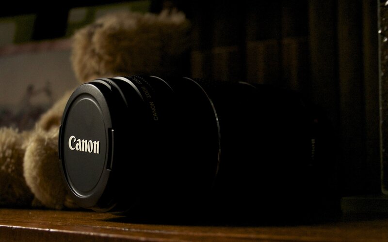 Canon Camera Lens — Black, Dark, Night