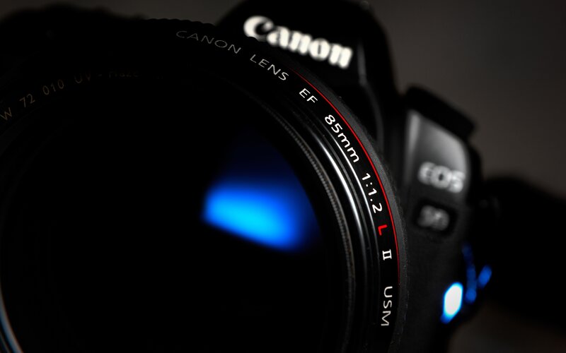 Canon Camera Lens — Black, Dark, Photograph