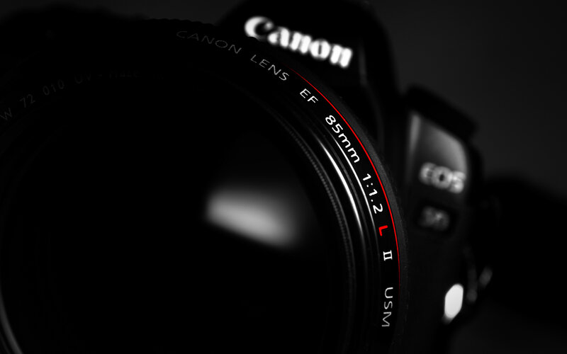 Canon camera lens close-up