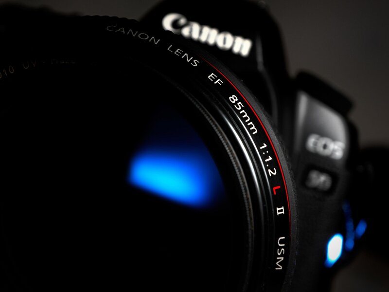 Canon camera lens close-up