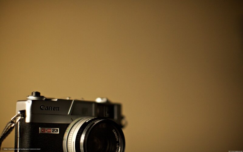 Canon camera on brown background