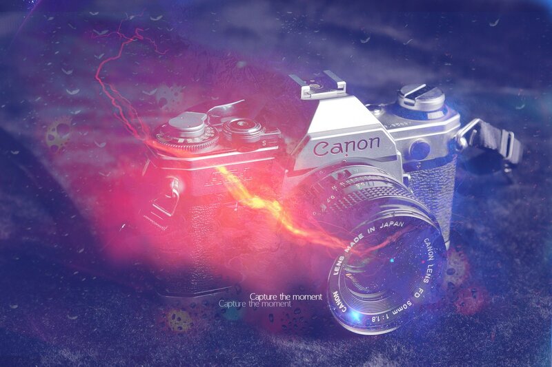 Canon Camera with Lens — Purple