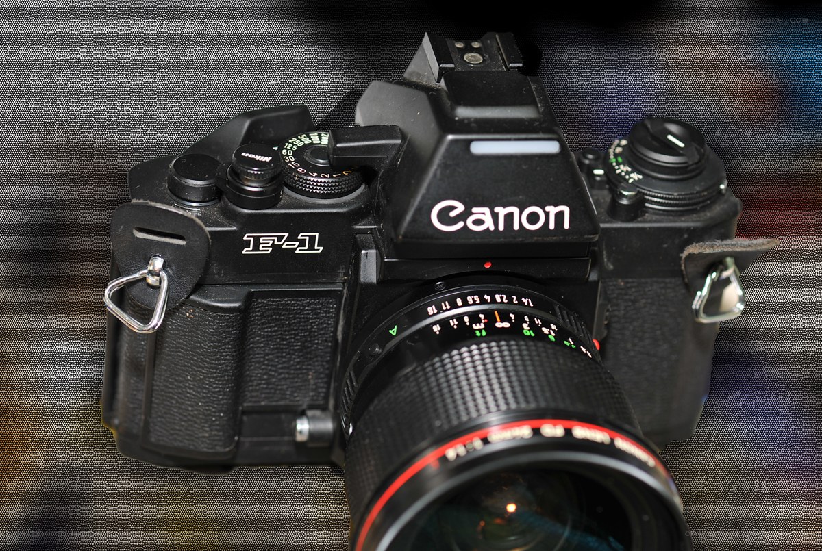 Canon F-1 camera with lens