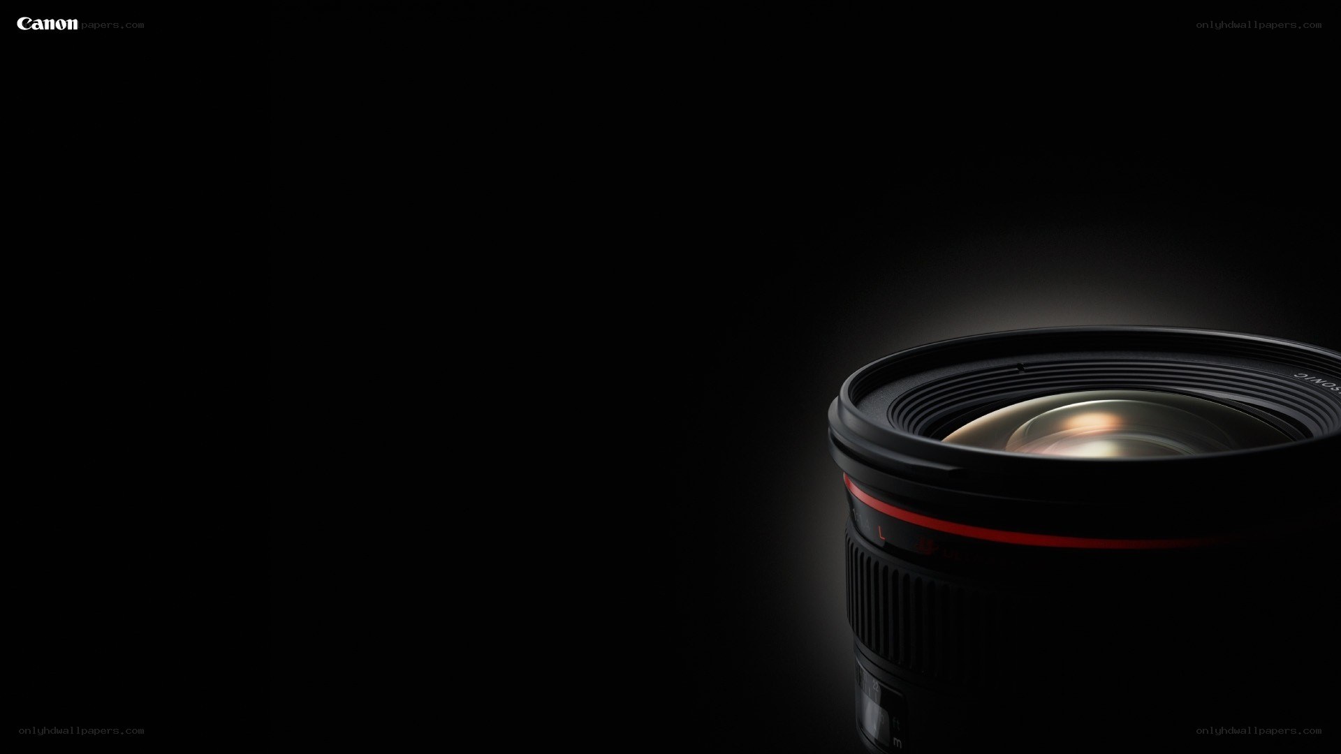 Canon lens on black background