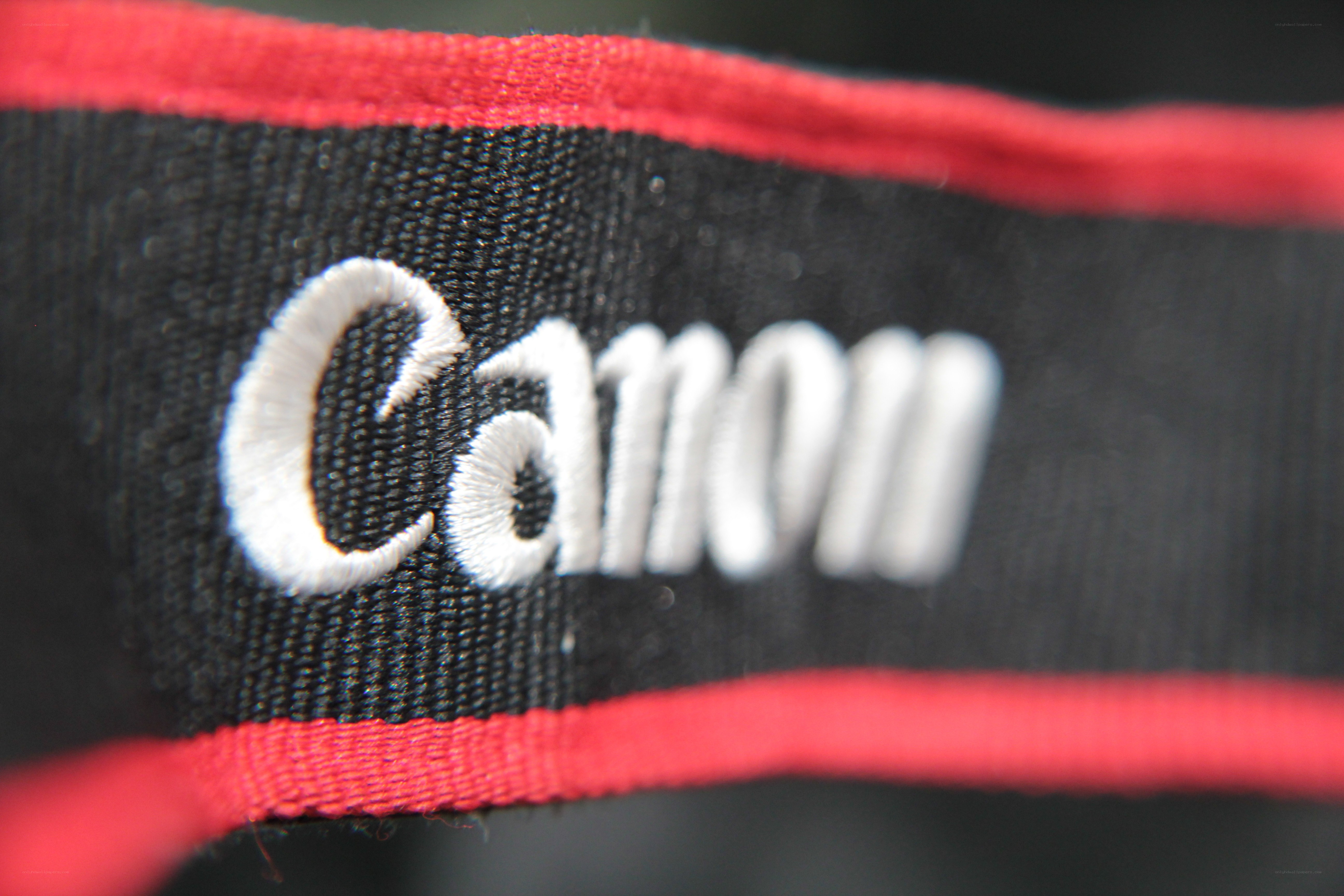 Canon logo on fabric strap