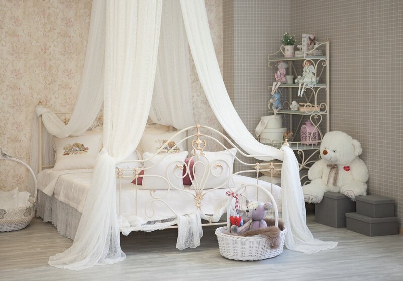 Canopy Bed with Stuffed Animals