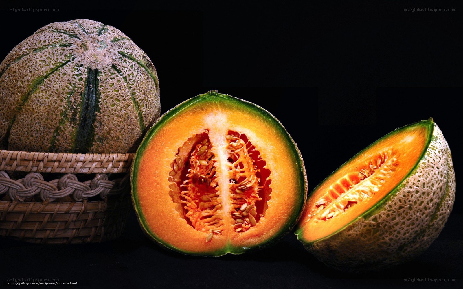 Cantaloupes in a basket