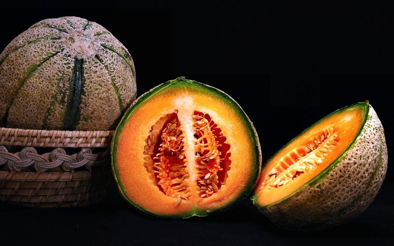 Cantaloupes in a basket