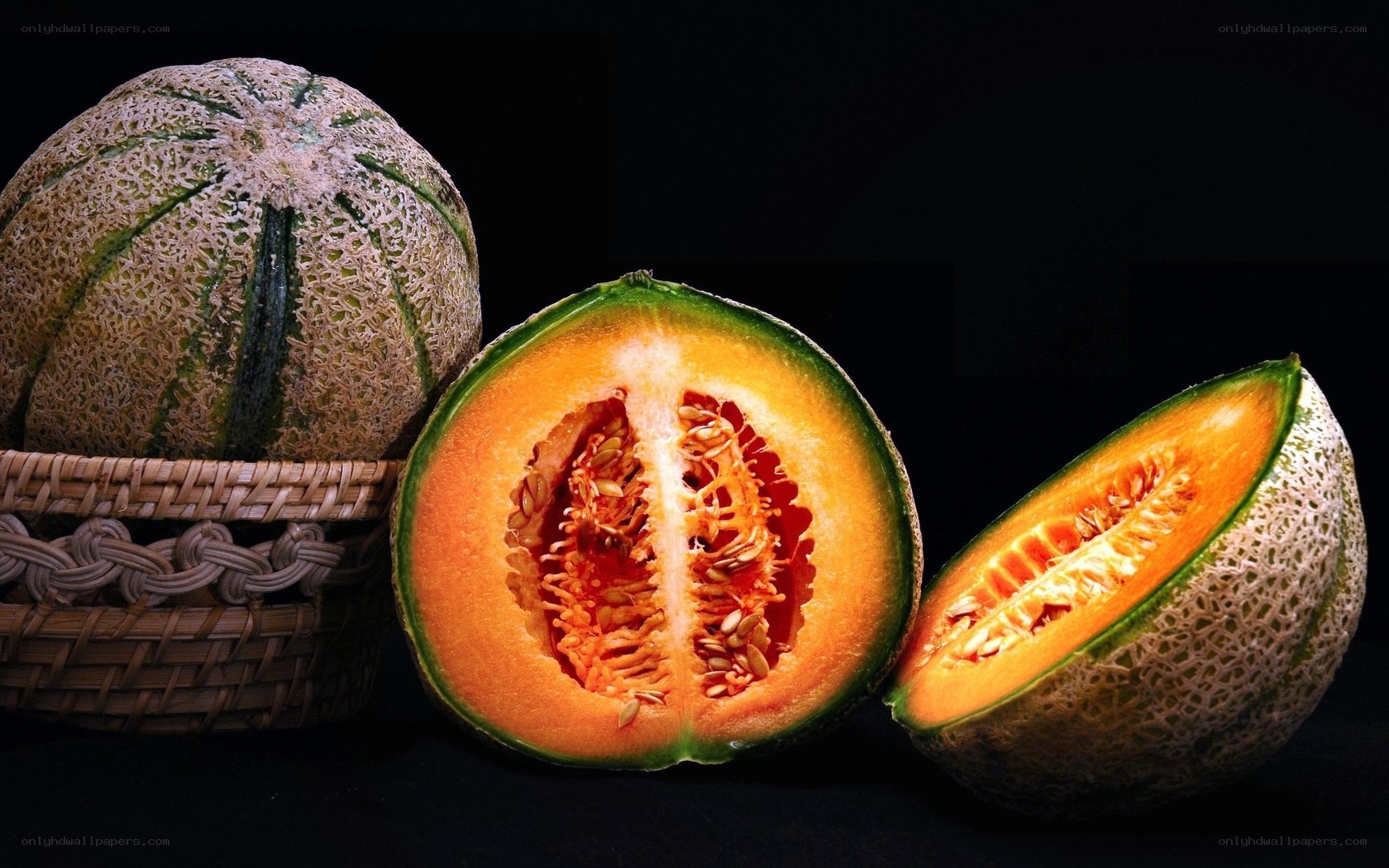 Cantaloupes in a basket