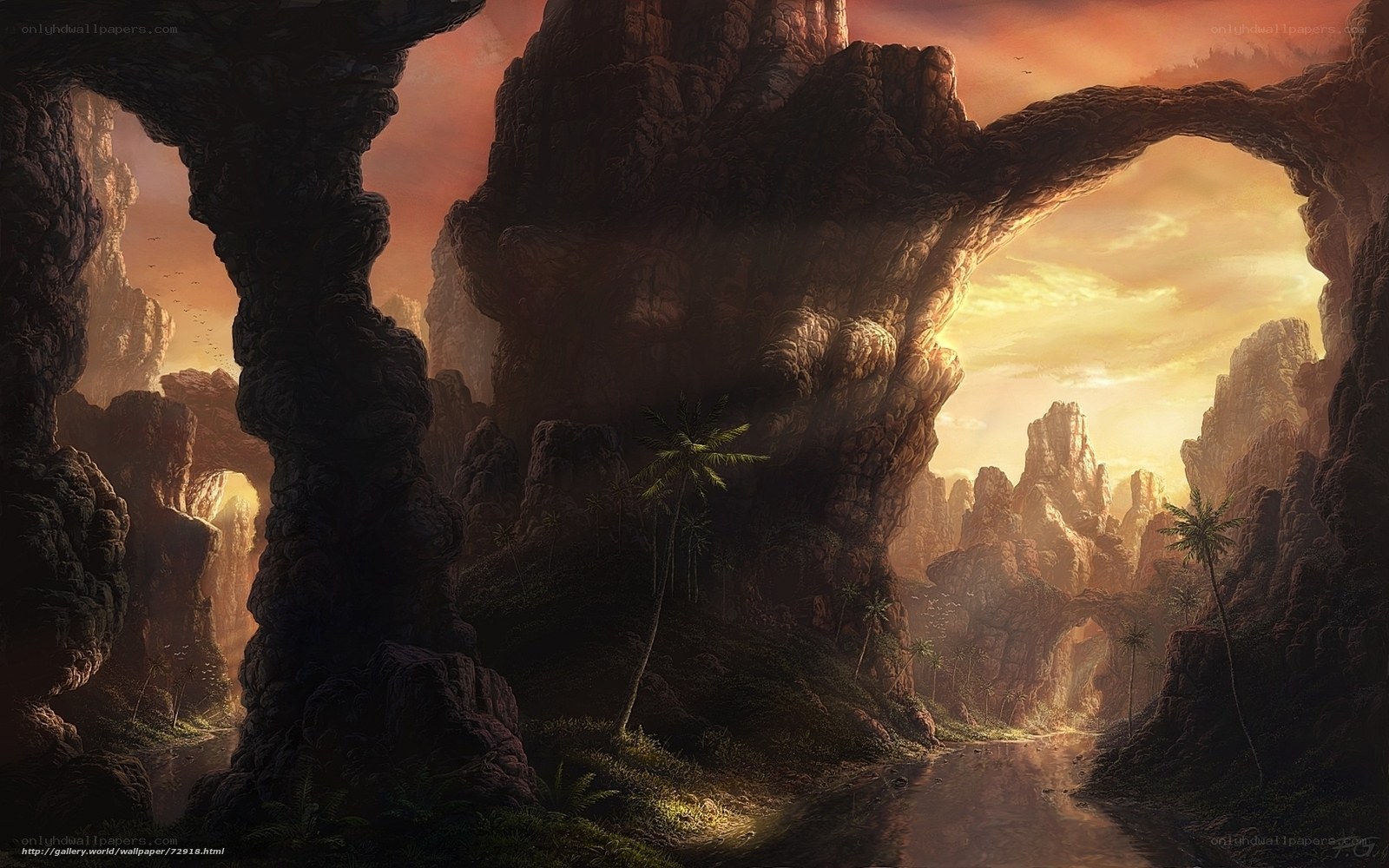 Canyon arch at sunset