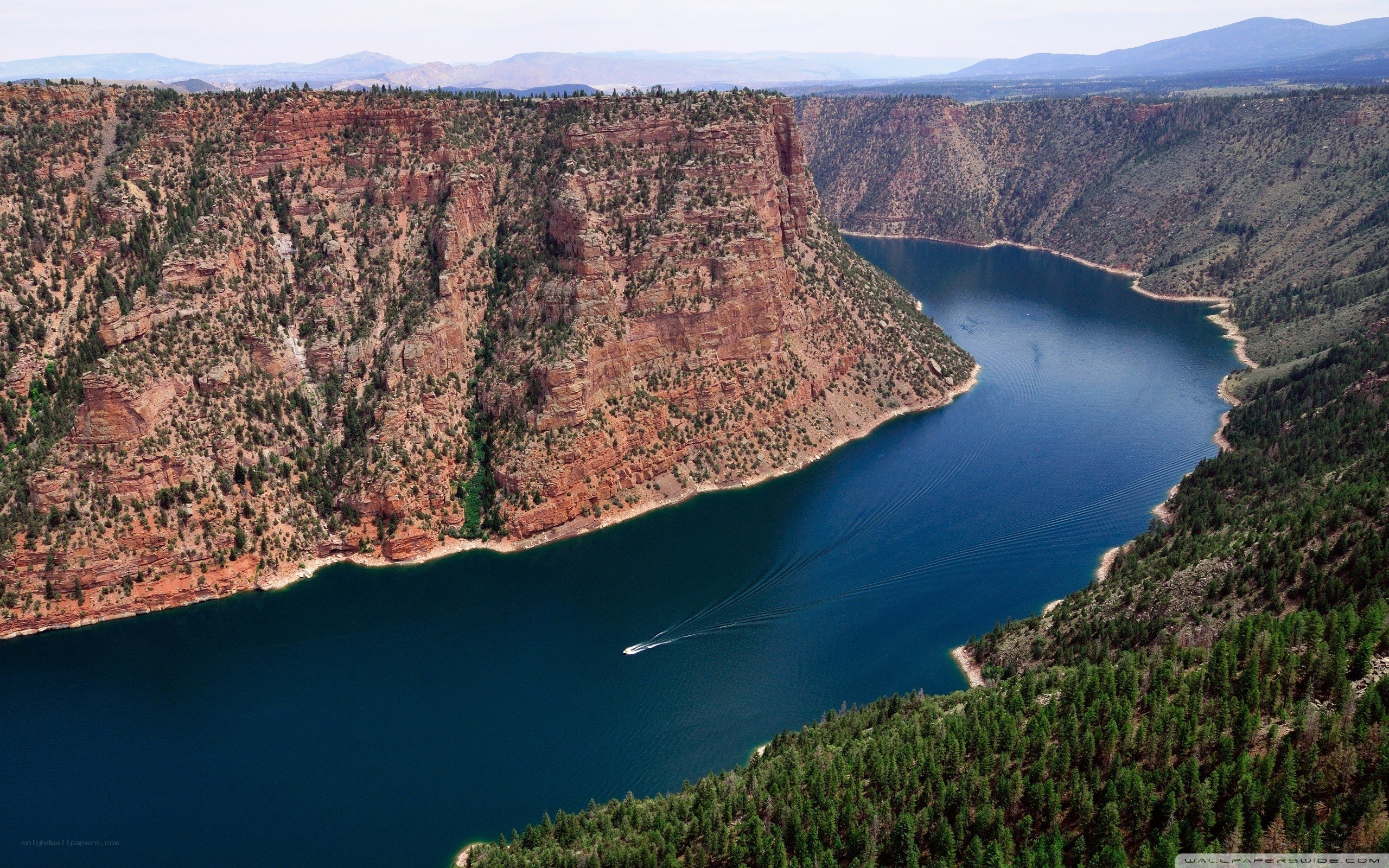 Canyon lake with boat