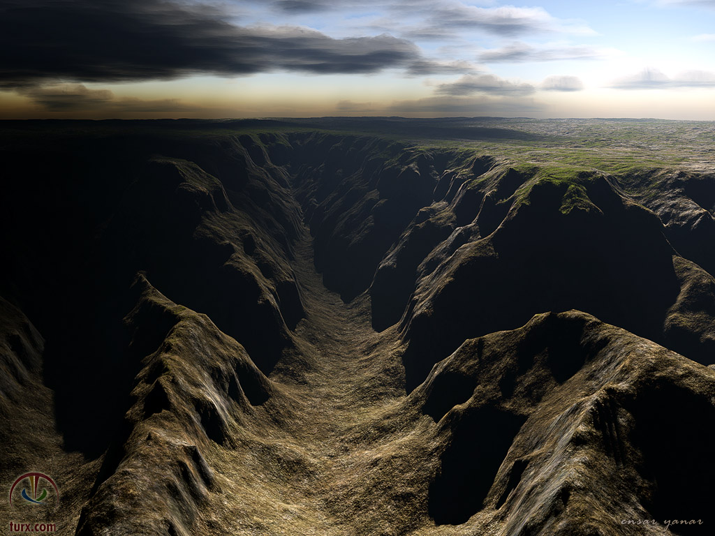 Canyon landscape at sunset