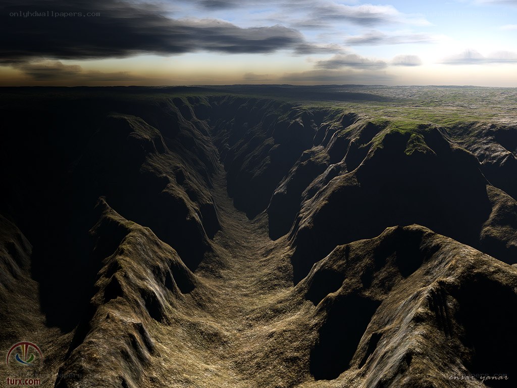 Canyon landscape at sunset