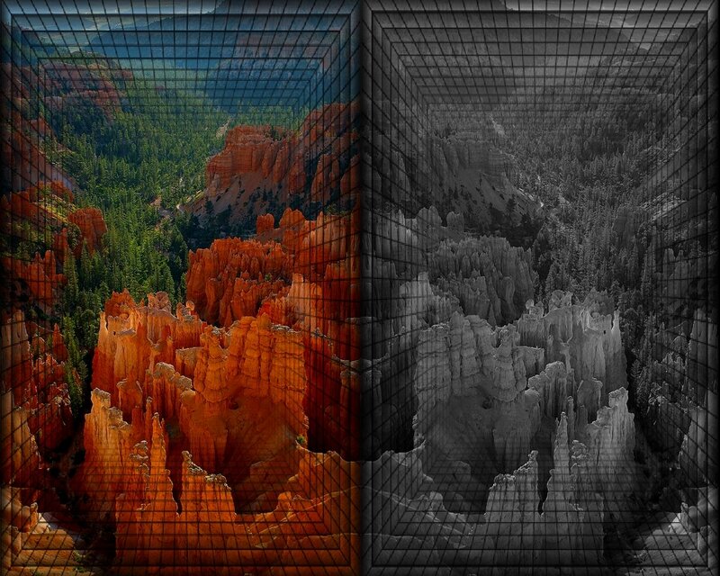 Canyon landscape split view