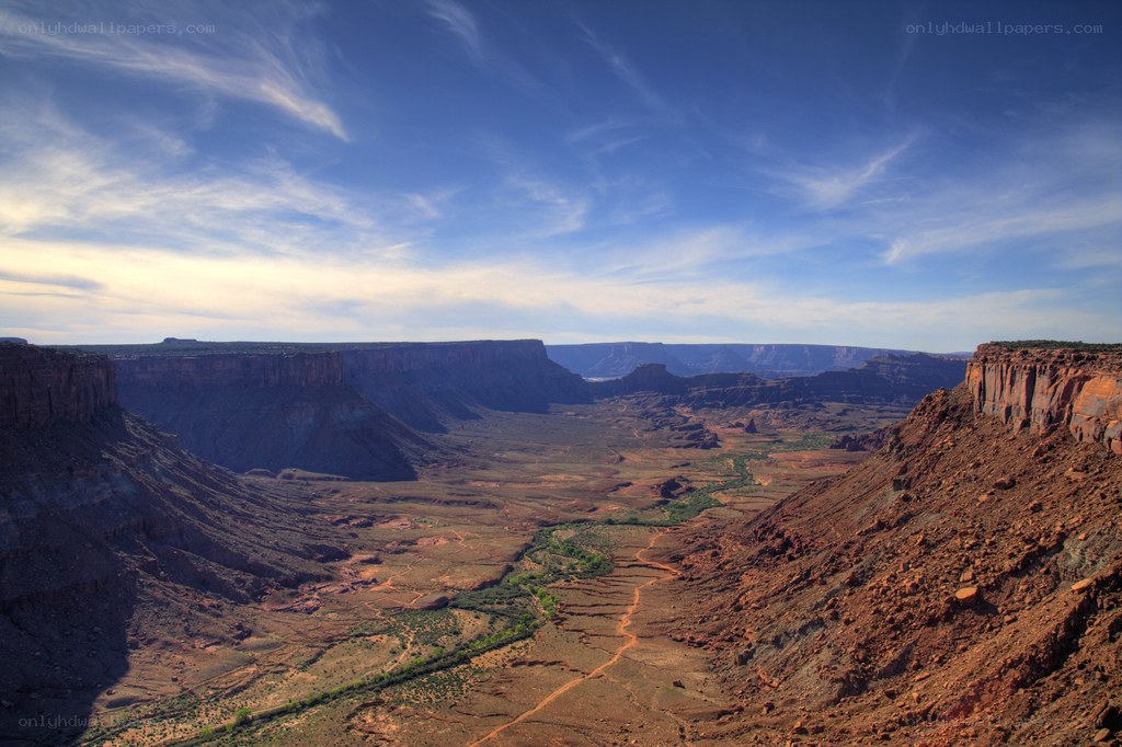 Canyon landscape under blue sky