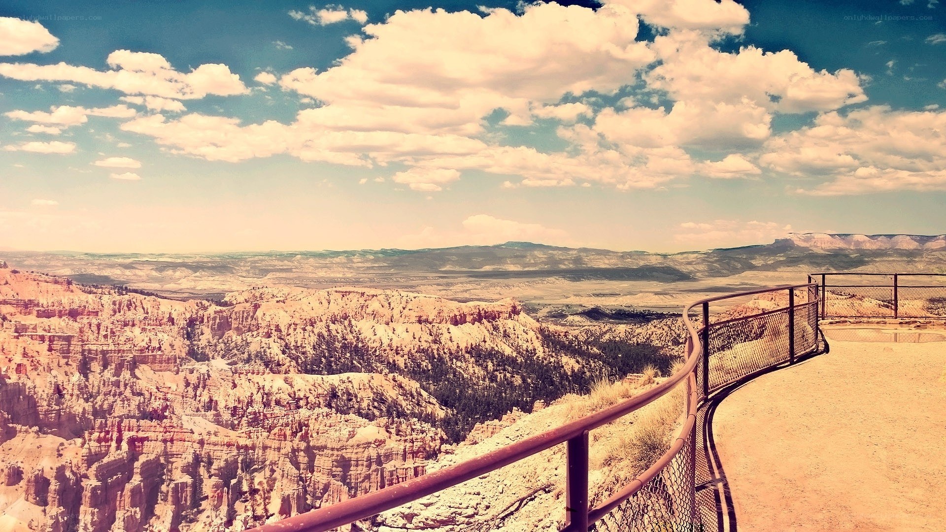 Canyon overlook with rail