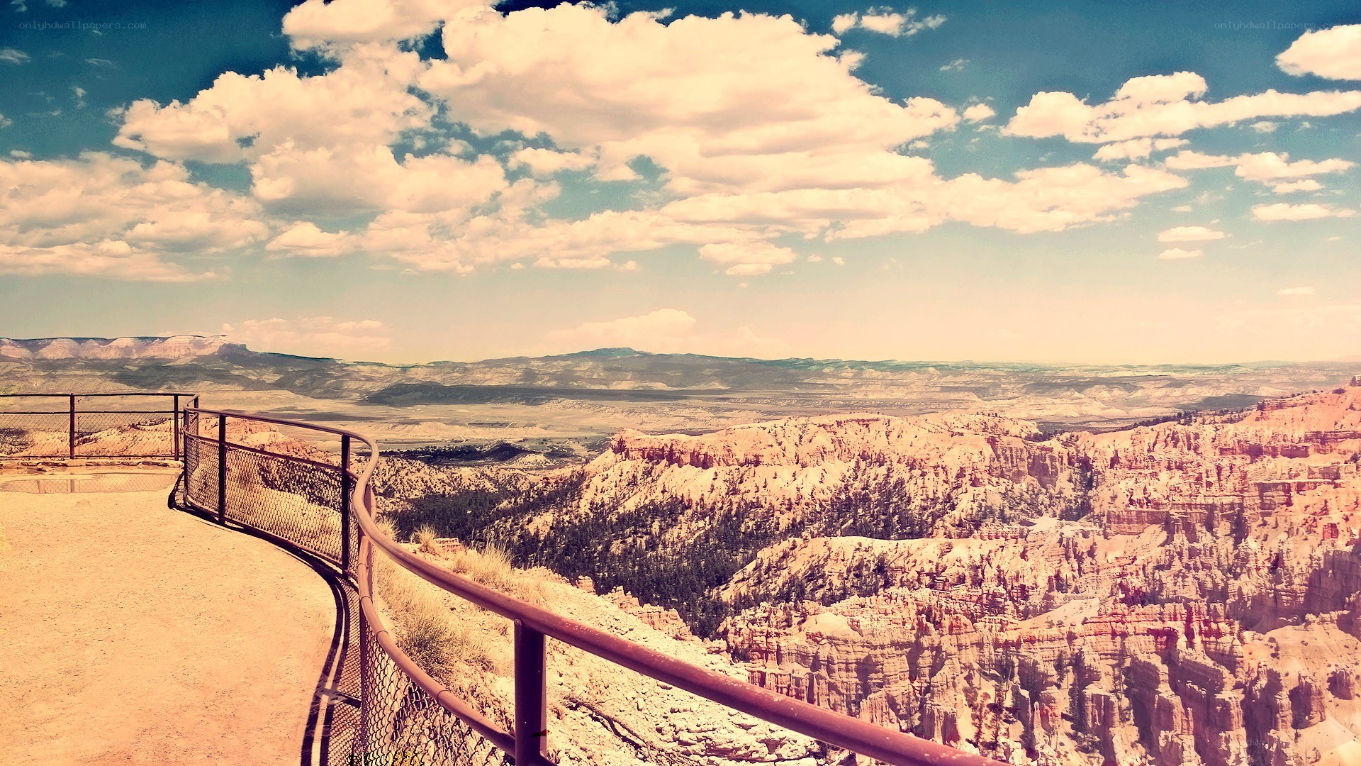 Canyon overlook with safety railing