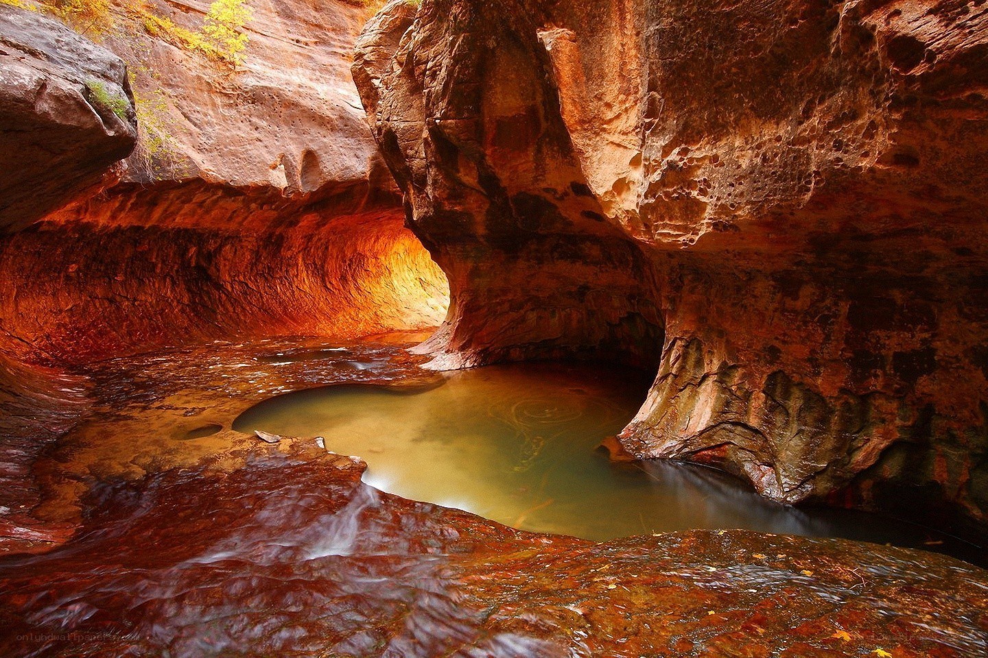 canyon pool with flowing water