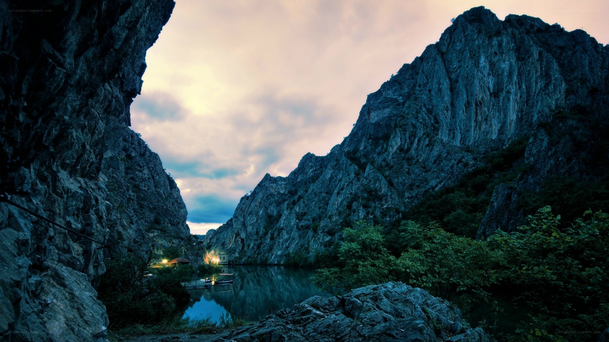 Canyon river at dusk