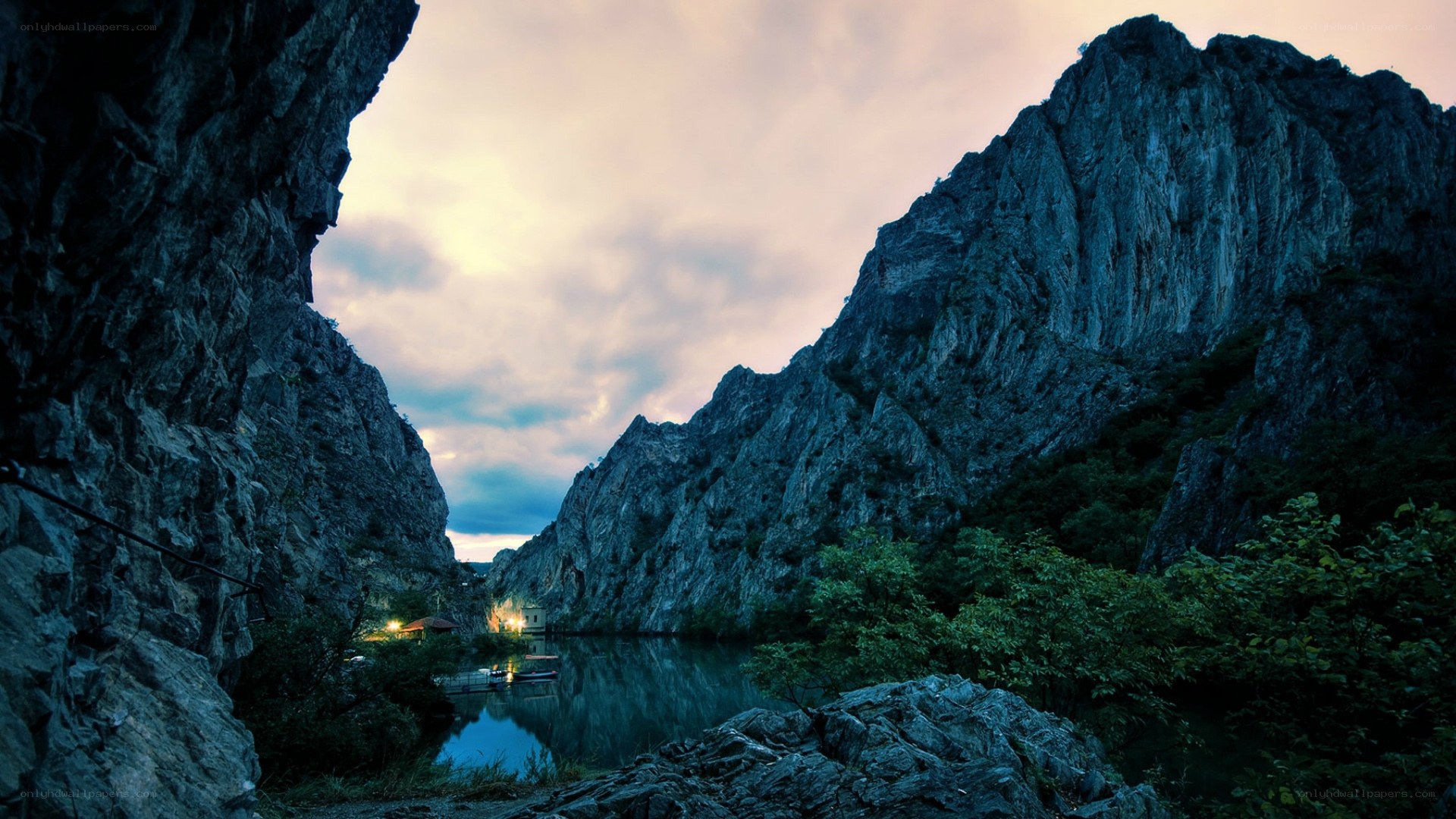 Canyon river at dusk