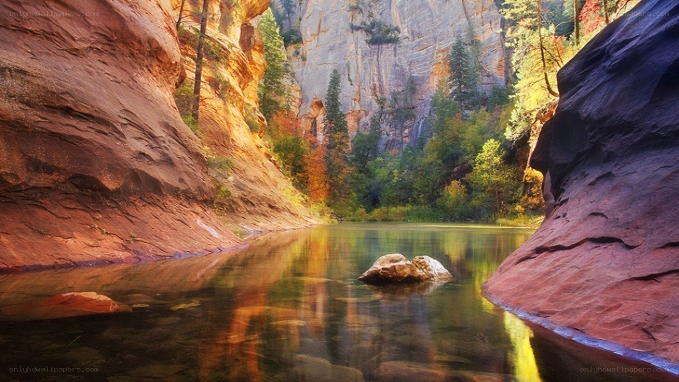 Canyon river at sunset