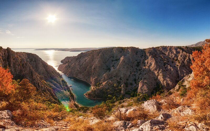 Canyon River Landscape — Blue