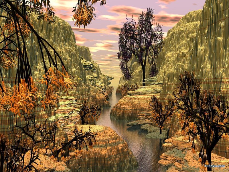 Canyon river sunset
