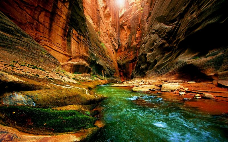 canyon river with green water