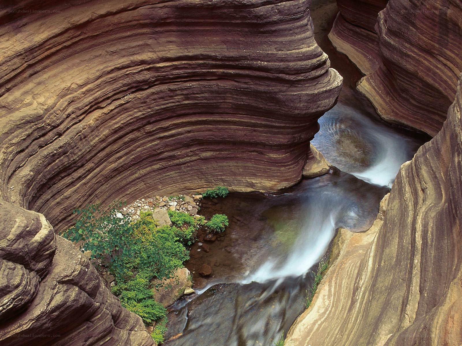 Canyon stream flowing through rock