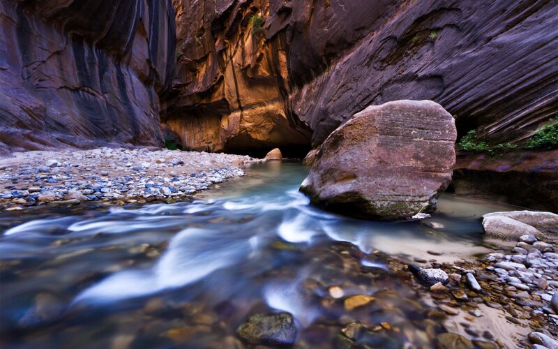 Canyon stream with smooth water