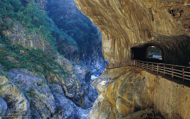 Canyon Tunnel Walkway — Brown, Dramatic