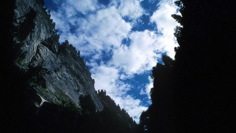 Canyon view of blue sky